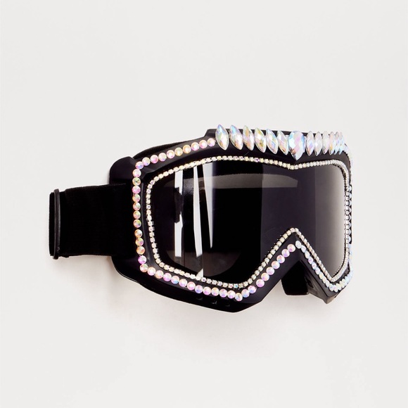NWT Rhinestone Ski-Style Goggles - Black - Size O/S - Picture 3 of 3